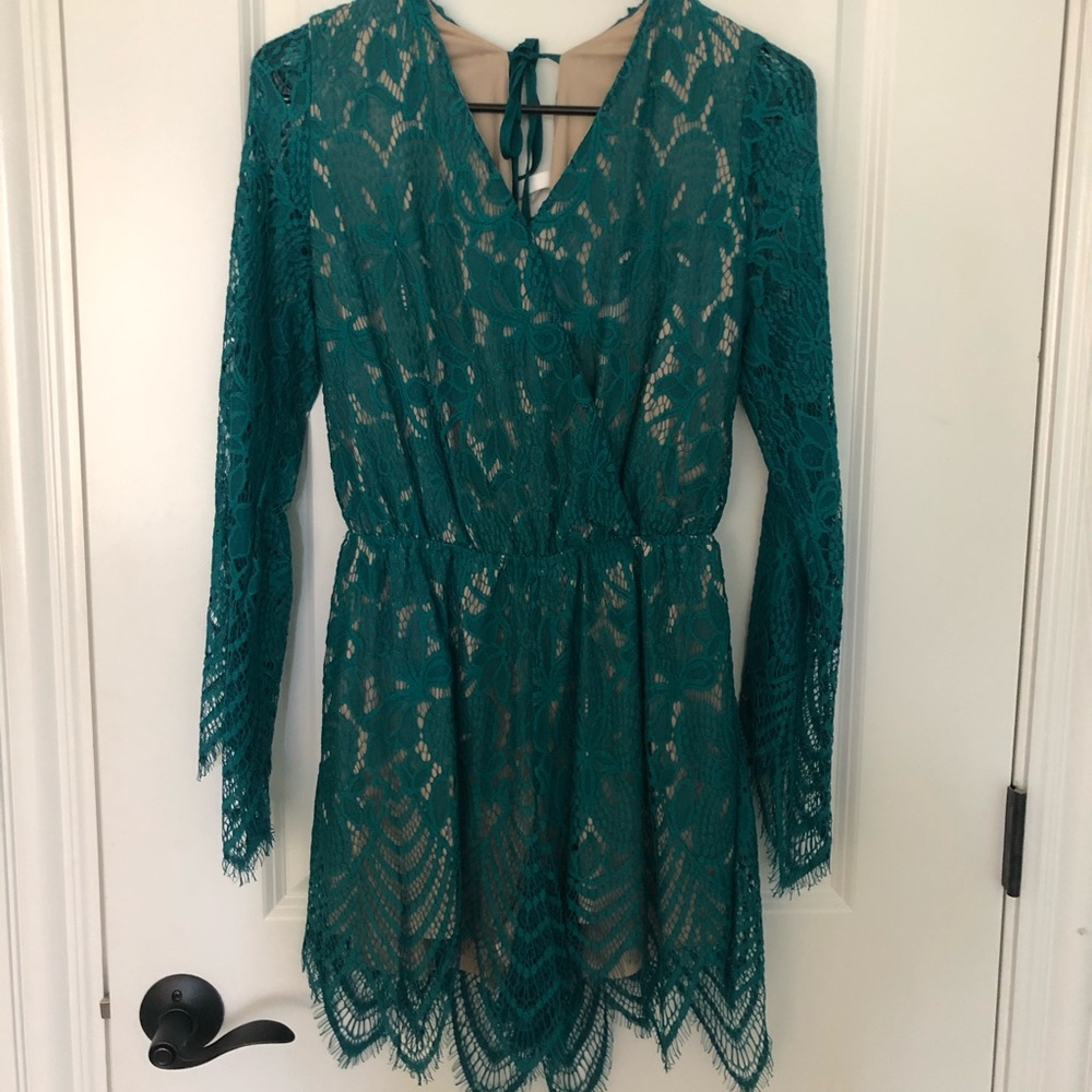 Lace Emerald Green Romper